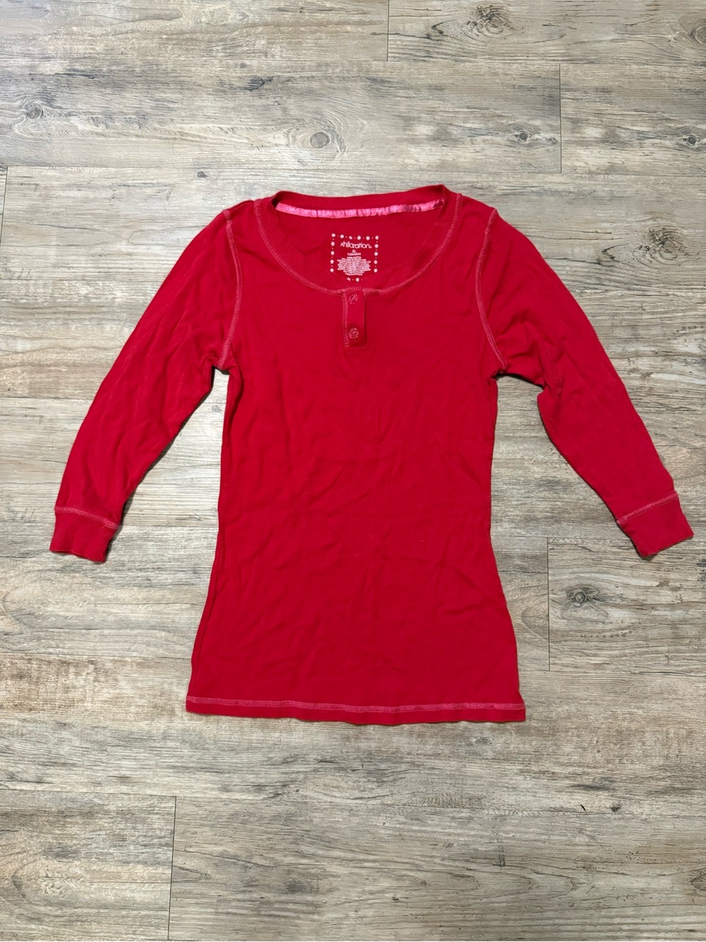 Xhilaration Red Henley Long Sleeve Sleep Top